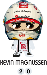 Kevin Magnussen 20 T-Shirt - Haas F1 Cartoon Helmet, Formula 1 Gift