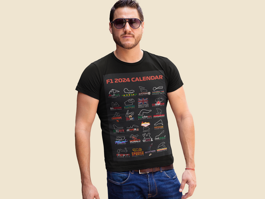 2024 Grand Prix F1 T-Shirt Formula 1 Motorsport All Circuit Tee Calendar Racing