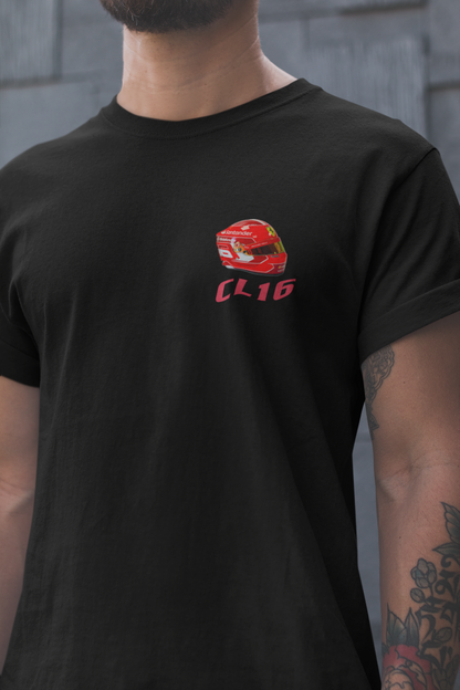 Charles Leclerc 16 CL16 T-Shirt - Ferrari F1 Helmet, Formula 1 Racing Motorsport