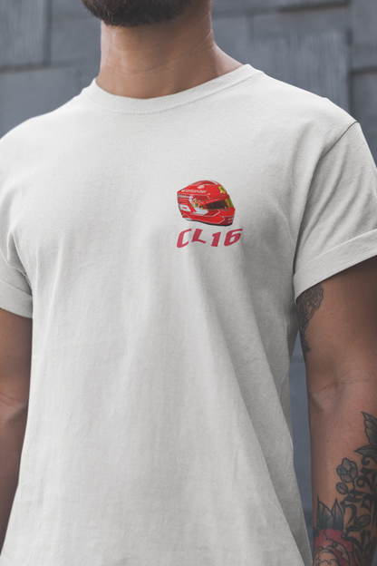 Charles Leclerc 16 CL16 T-Shirt - Ferrari F1 Helmet, Formula 1 Racing Motorsport