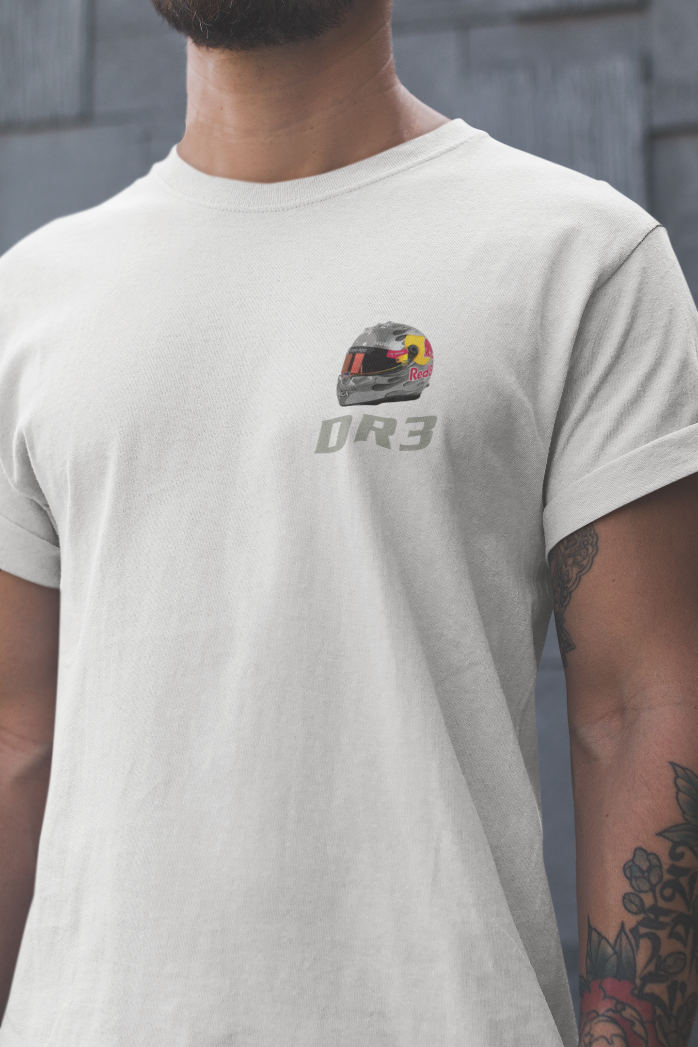 Daniel Ricciardo 3 DR3 T-Shirt - Visa RB F1 Helmet, Formula 1 Racing Motorsport