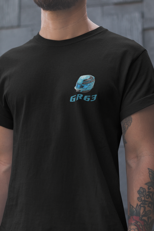 George Russell 63 GR63 T-Shirt - Mercedes F1 Helmet, Formula 1 Racing Motorsport