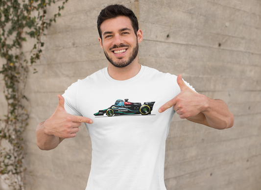 George Russell 63 Mercedes Cartoon Car F1 - Formula 1 T-Shirt - Racing