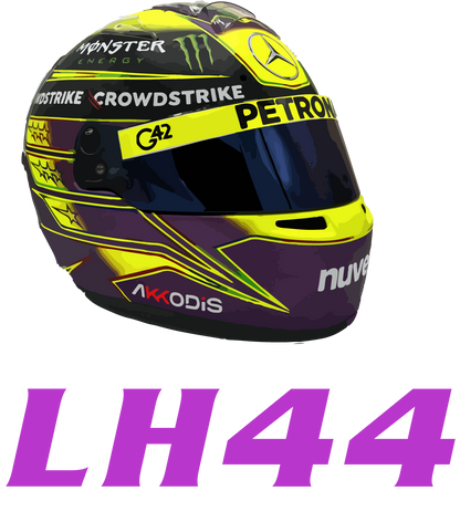 Lewis Hamilton 44 LH44 T-Shirt - Mercedes F1 Helmet, Formula 1 Racing Motorsport