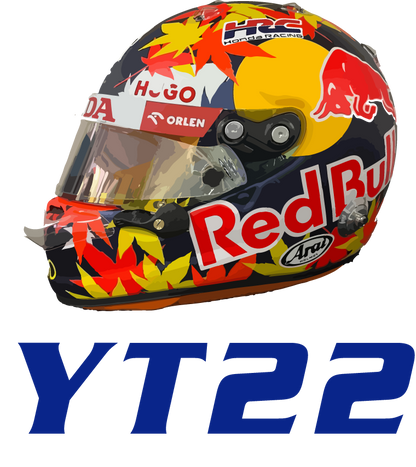 Yuki Tsunoda 22 YT22 T-Shirt - Visa RB F1 Helmet, Formula 1 Racing Motorsport