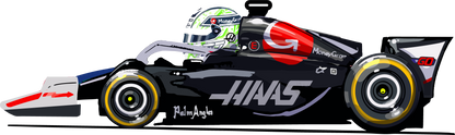 Nico Hulkenberg 27 Haas Cartoon Car F1 - Formula 1 T-Shirt - Racing Motorsport