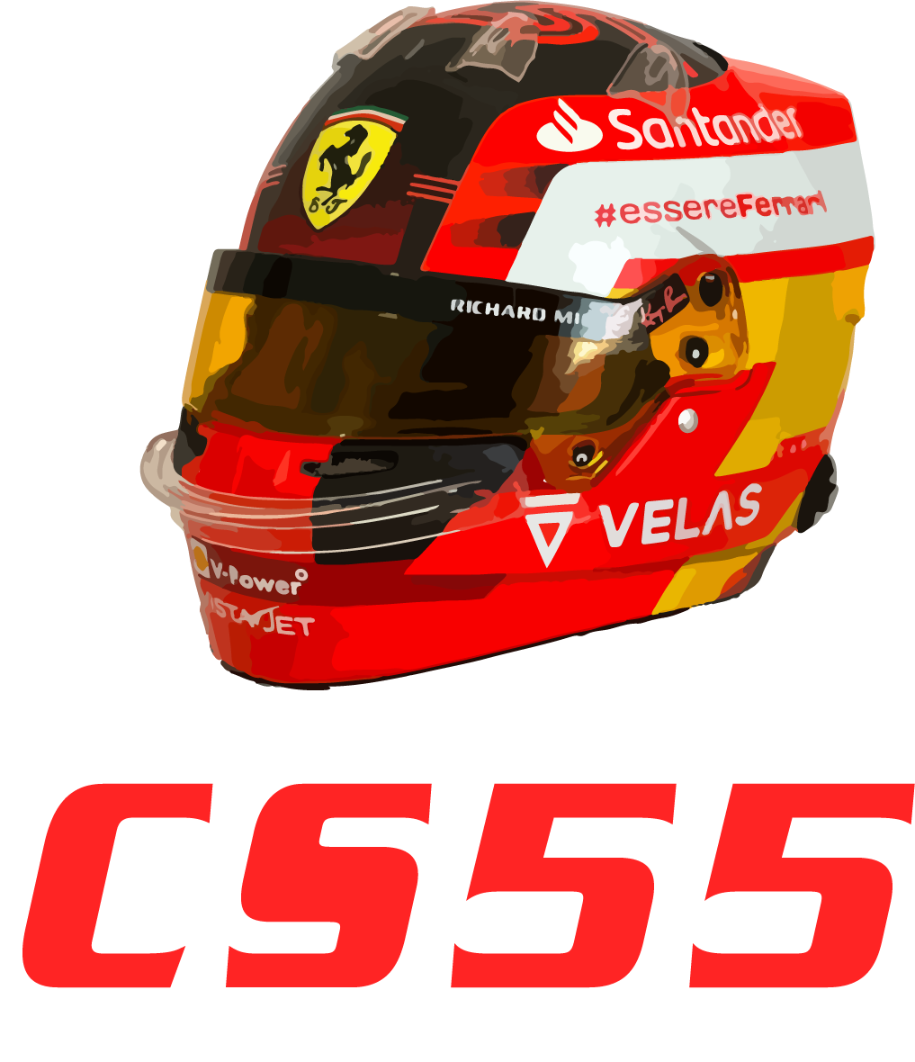 Carlos Sainz 55 CS55 T-Shirt - Ferrari F1 Helmet, Formula 1 Racing Motorsport