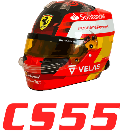 Carlos Sainz 55 CS55 T-Shirt - Ferrari F1 Helmet, Formula 1 Racing Motorsport