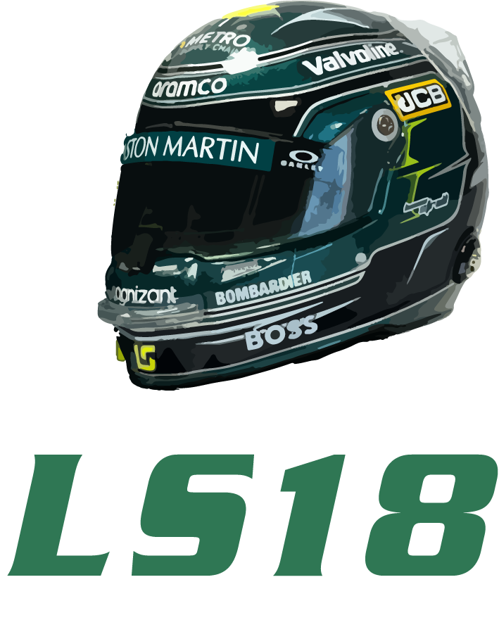 Lance Stroll 18 LS18 T-Shirt - Aston Martin F1 Helmet, Formula 1 Racing