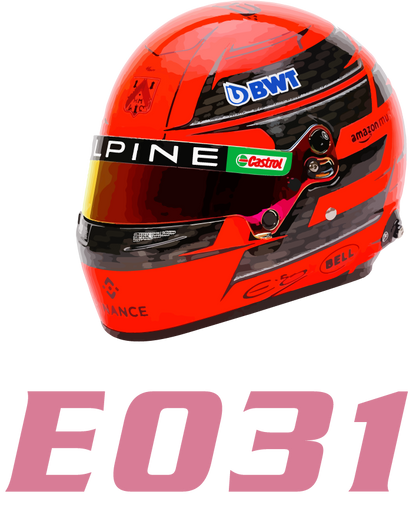 Esteban Ocon 31 EO31 T-Shirt - Alpine F1 Helmet, Formula 1 Racing Motorsport