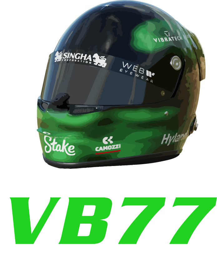 Valtteri Bottas 77 VB77 T-Shirt - Sauber F1 Helmet, Formula 1 Racing Motorsport