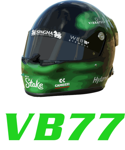 Valtteri Bottas 77 VB77 T-Shirt - Sauber F1 Helmet, Formula 1 Racing Motorsport