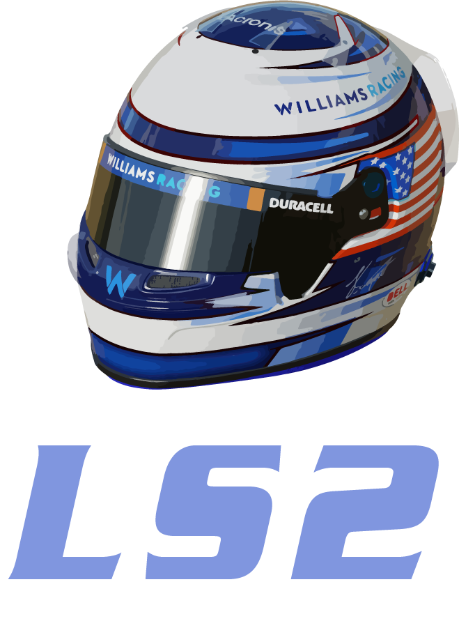 Logan Sargeant 2 LS2 T-Shirt - Williams F1 Helmet, Formula 1 Racing Motorsport