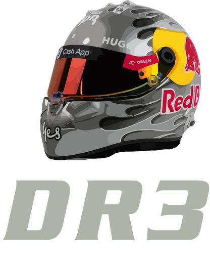 Daniel Ricciardo 3 DR3 T-Shirt - Visa RB F1 Helmet, Formula 1 Racing Motorsport