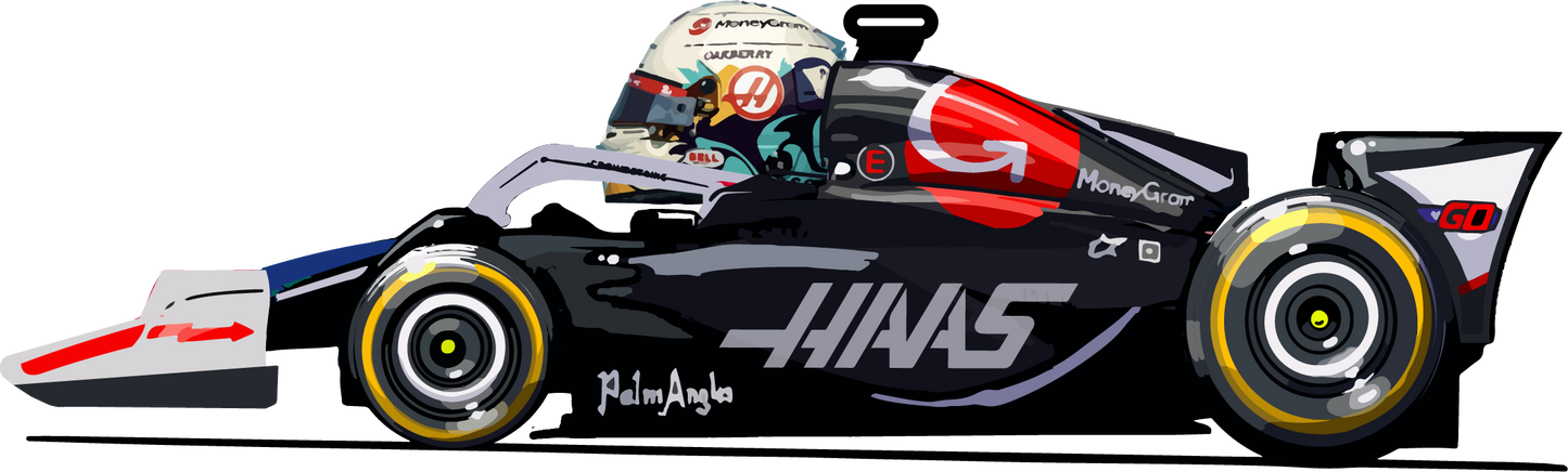 Kevin Magnussen 20 Haas Cartoon Car F1 - Formula 1 T-Shirt - Racing Motorsport