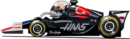 Kevin Magnussen 20 Haas Cartoon Car F1 - Formula 1 T-Shirt - Racing Motorsport