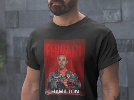 Lewis Hamilton Ferrari  Tshirt - Team Driver Car LH44 Formula 1 F1 Gift Motorsport Grand Prix